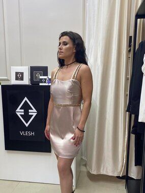 Elegant Dress, Handmade applications, Atlas, Size - S/P